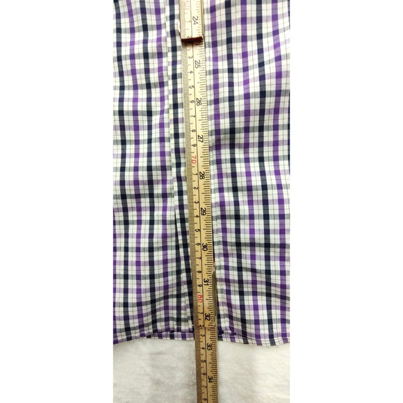 Banana‎ Republic Shirt Men's Size XL Long Sleeve Slim Fit Button Up Purple Plaid - Picture 5 of 10